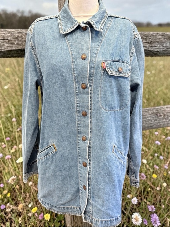 Levi's Jackets & Blazers - VTG Levis Red Tab Denim Chore Coat Jacket Womens M 90s Y2K Workwear Grandmacore